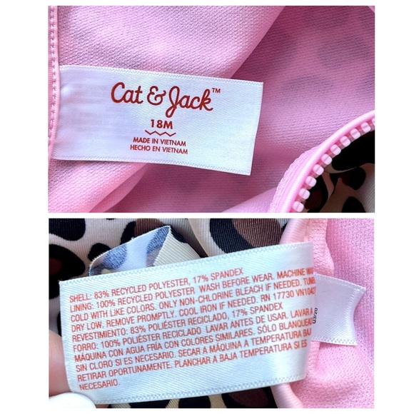 CAT & JACK | Leopard Print Zip-Front Flutter-Sleeve One-Piece Swimsuit | 18M - Picture 7 of 7